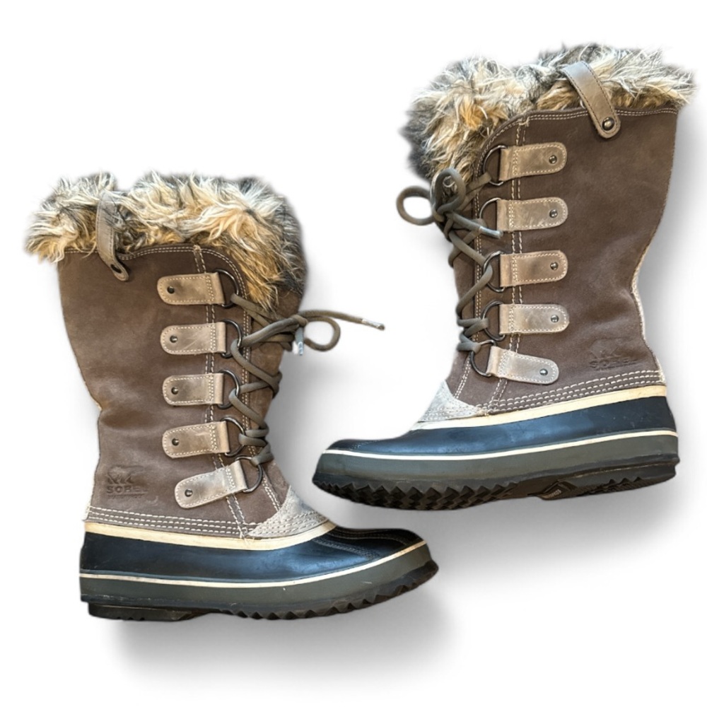 Sorrel Joan of Arc Artic Grey Suede Faux Fur Tim Waterproof Winter Boots Size 9 - Picture 4 of 14